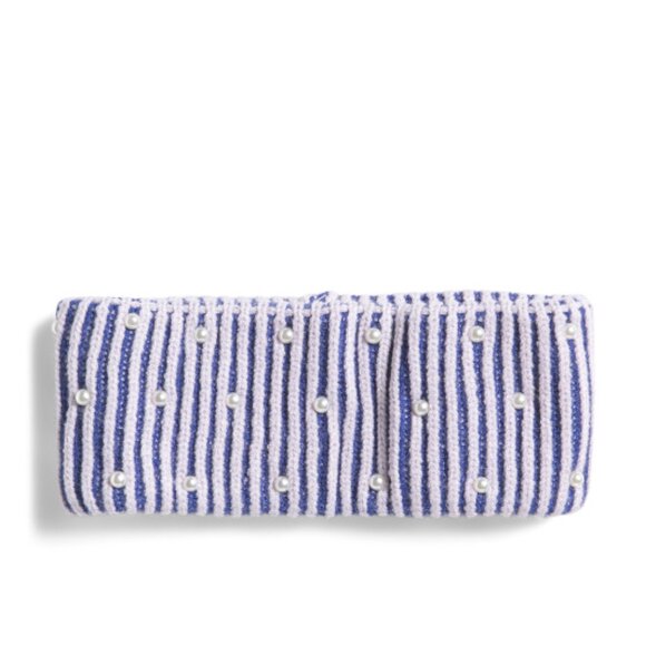 NEW LELE SADOUGHI Faux Pearl Embellished Stripe Ribbed Ear Warmer 266mn - Picture 3 of 5